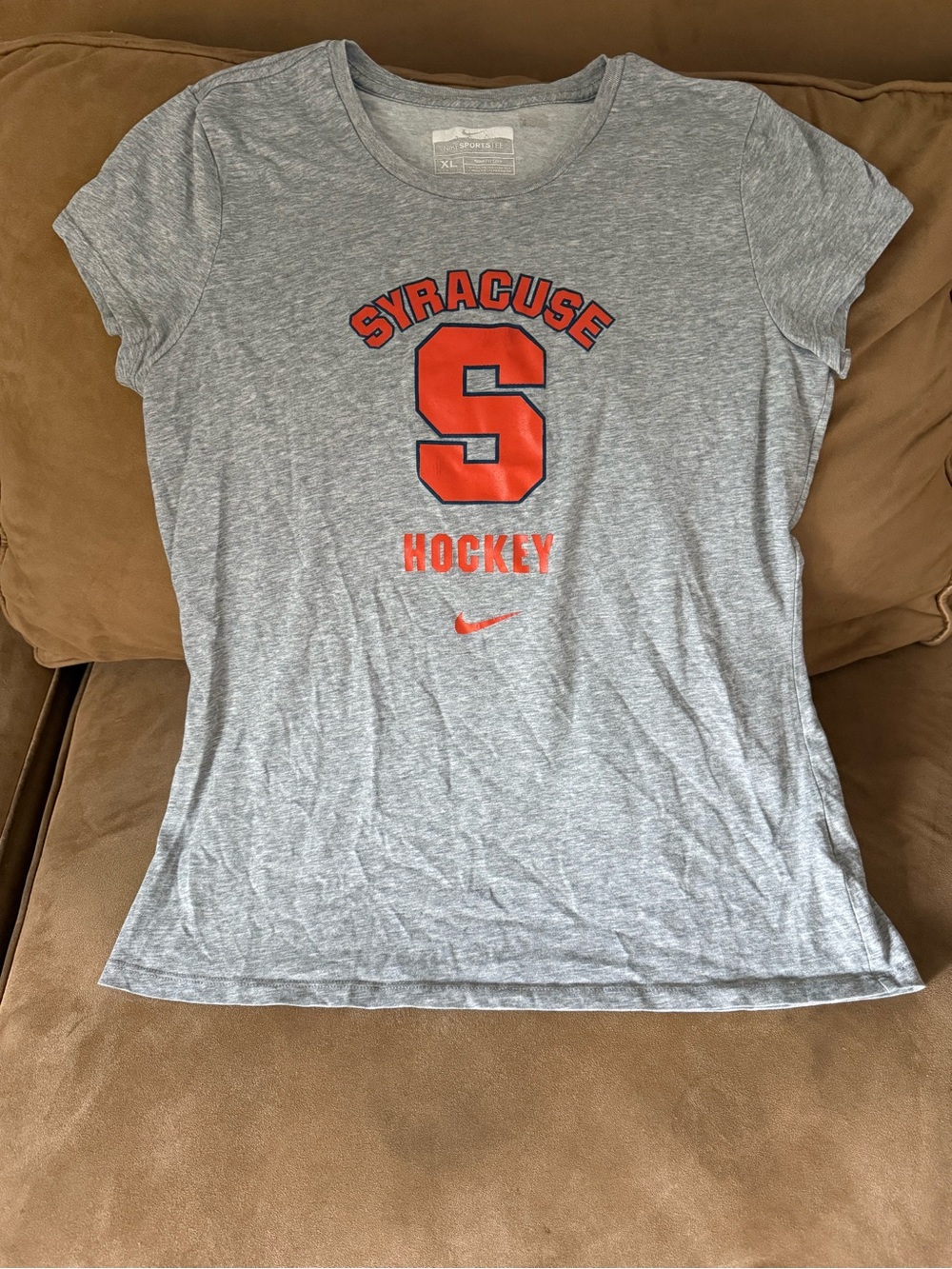 Nike Women's Syracuse Hockey Short Sleeve Tee in Gray and Orange